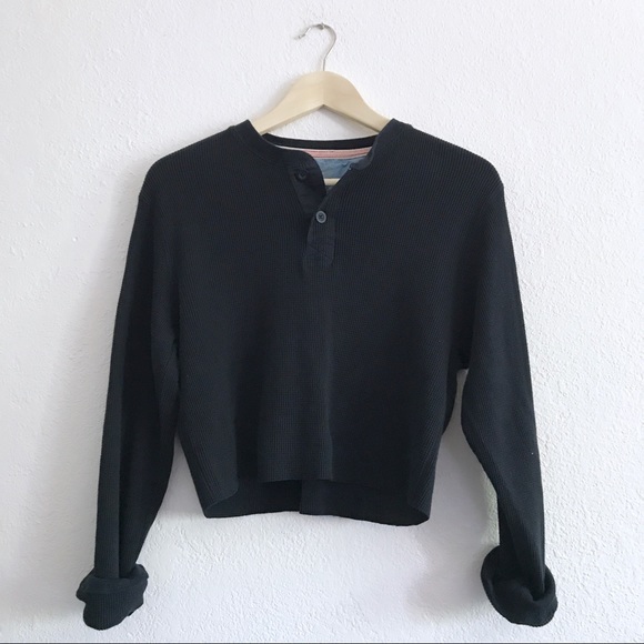 Cropped henley sweater Outlet